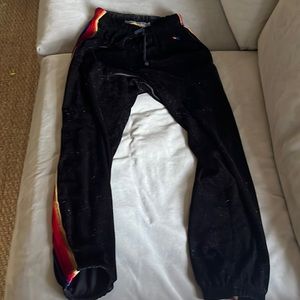Aviator Nation Classic 5-Stripe Velvet Sweatpants in Black